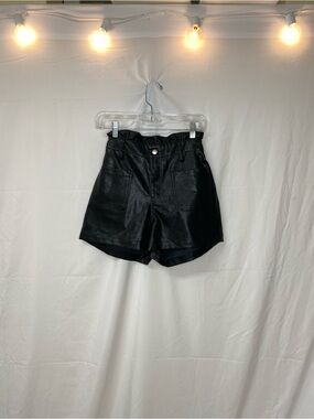 ALYA Black Faux Leather High-Waist Women’s Shorts size S